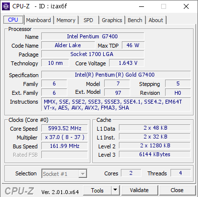 Intel Pentium Gold G7400