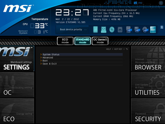 UEFI Setup MSI 970A-G45