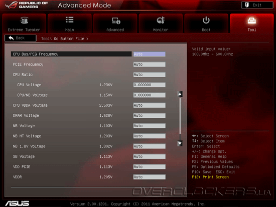 UEFI Setup ASUS Crosshair V Formula