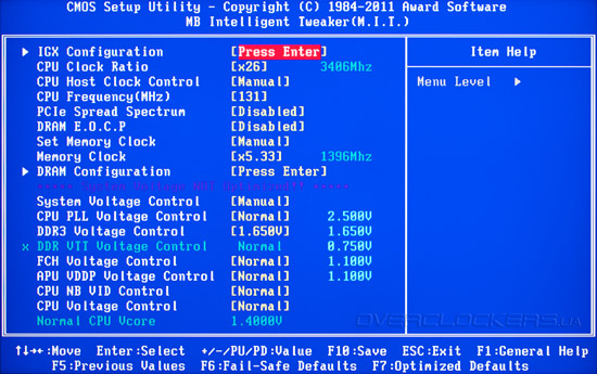 BIOS Setup Gigabyte GA-A75-UD4H