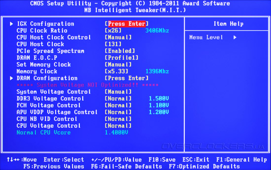 BIOS Setup Gigabyte GA-A75N-USB3