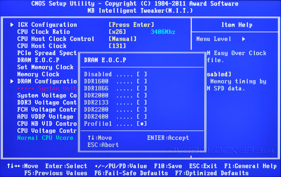 BIOS Setup Gigabyte GA-A75N-USB3