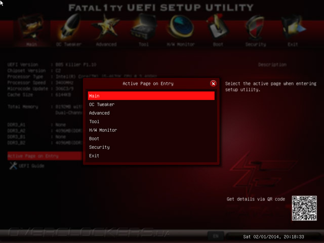 UEFI Setup ASRock Fatal1ty B85 Killer