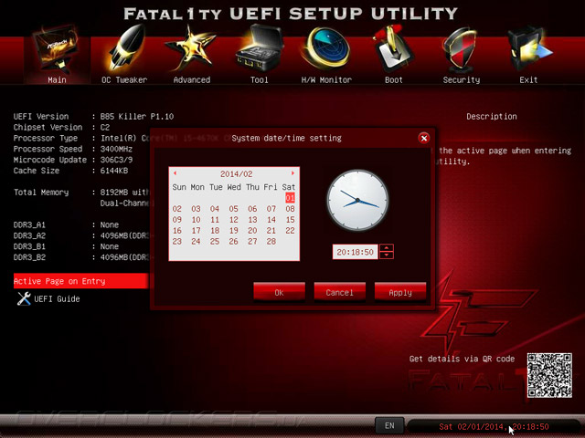 UEFI Setup ASRock Fatal1ty B85 Killer