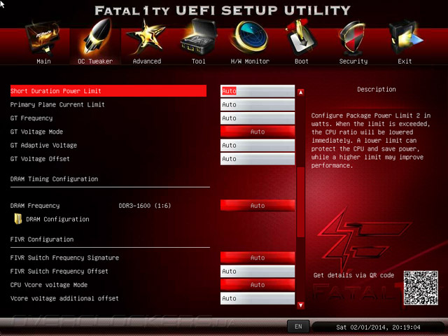 UEFI Setup ASRock Fatal1ty B85 Killer