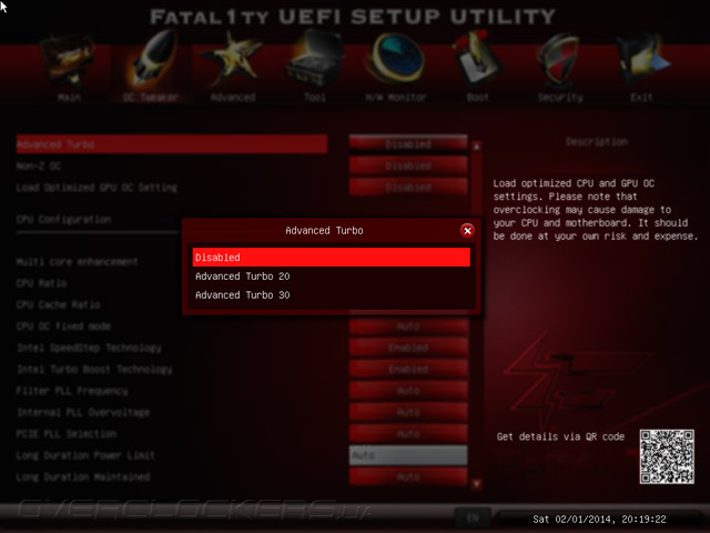 UEFI Setup ASRock Fatal1ty B85 Killer