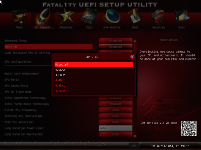 UEFI Setup ASRock Fatal1ty B85 Killer