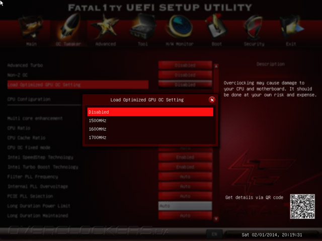 UEFI Setup ASRock Fatal1ty B85 Killer