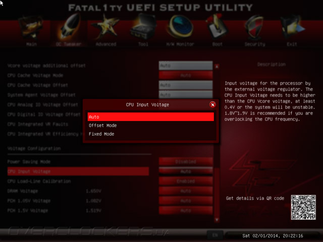 UEFI Setup ASRock Fatal1ty B85 Killer