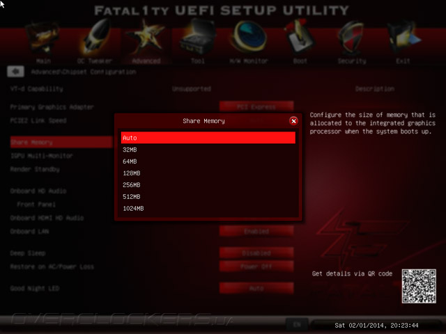 UEFI Setup ASRock Fatal1ty B85 Killer