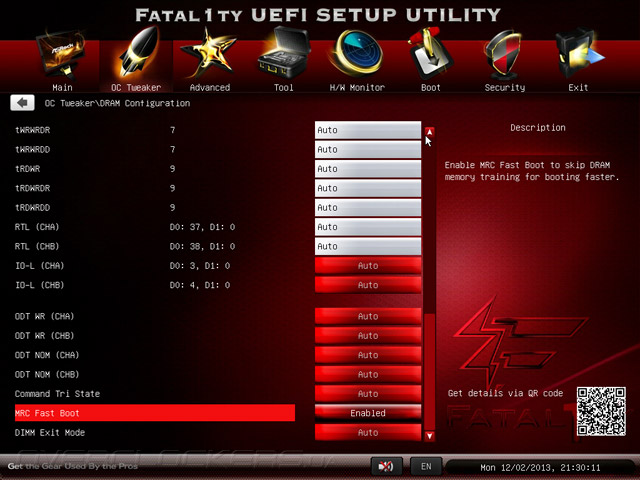 UEFI Setup ASRock Fatal1ty Z87 Killer