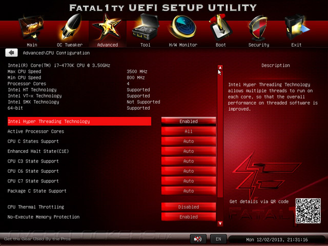 UEFI Setup ASRock Fatal1ty Z87 Killer