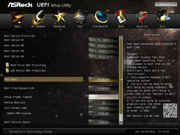 UEFI Setup ASRock FM2A85X-ITX