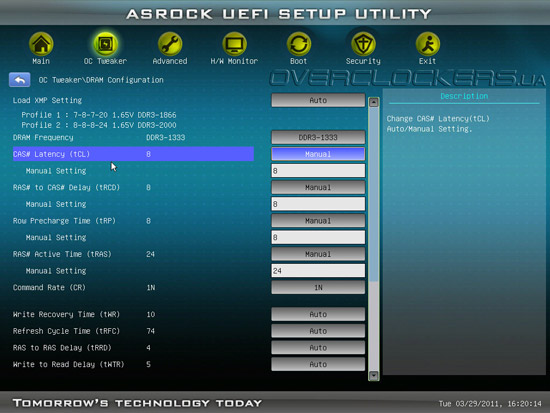 UEFI Setup ASRock P67 Extreme4