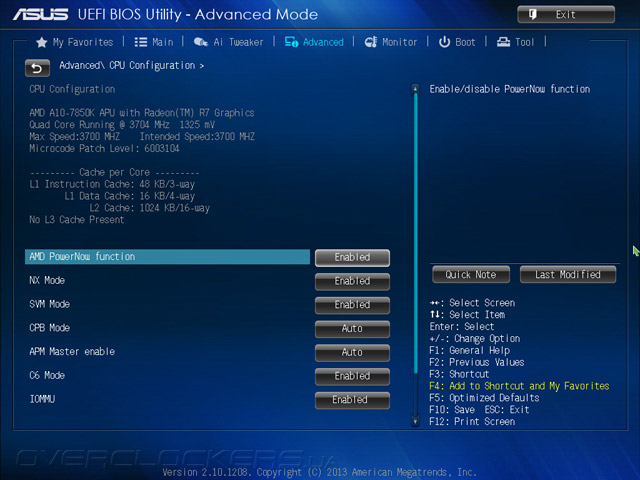 UEFI Setup ASUS A88XM-Plus