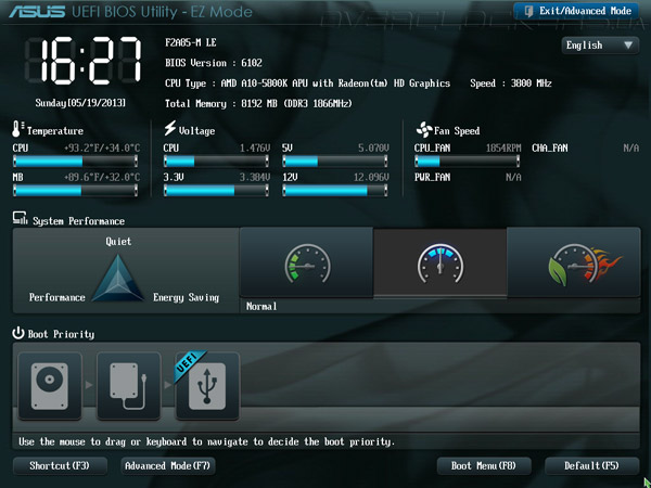 UEFI Setup ASUS F2A85-M LE