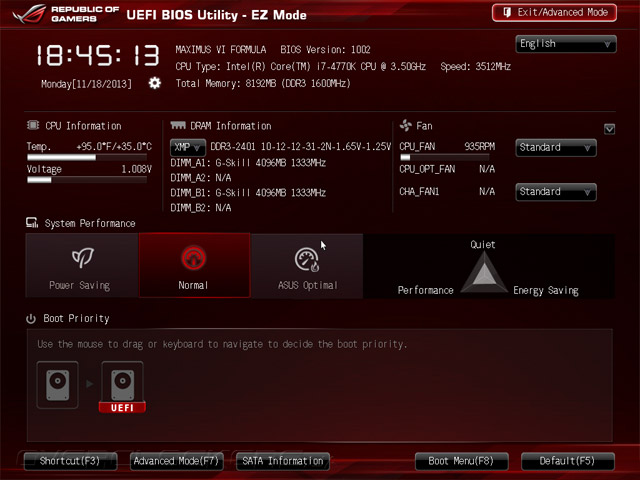 UEFI Setup ASUS MAXIMUS VI Formula