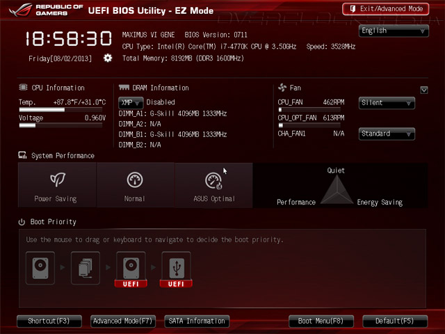 UEFI Setup ASUS Maximus VI Gene