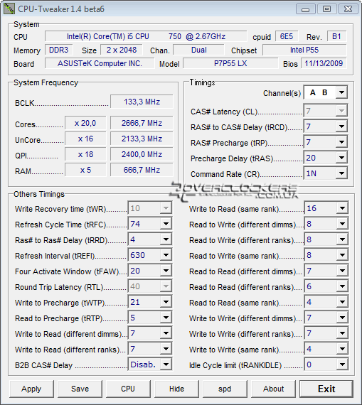 Характеристики Материнская плата Asus P7P55 LX s1156 IntelP55 ATX