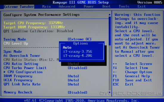 BIOS Setup ASUS Rampage III Gene