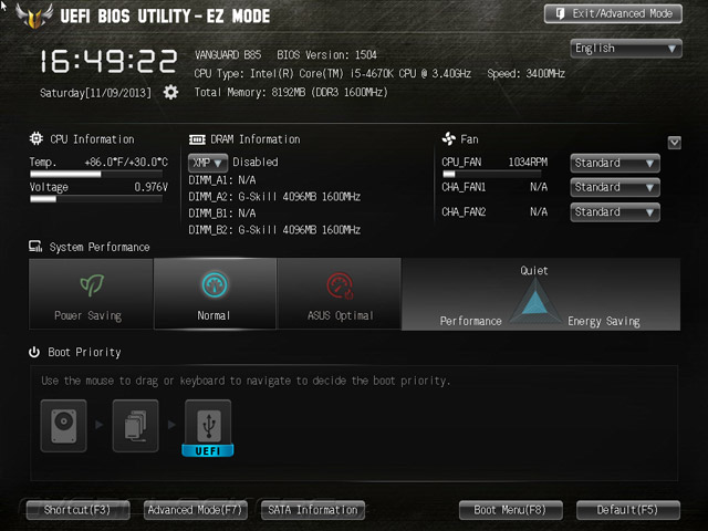 UEFI Setup ASUS Vanguard B85