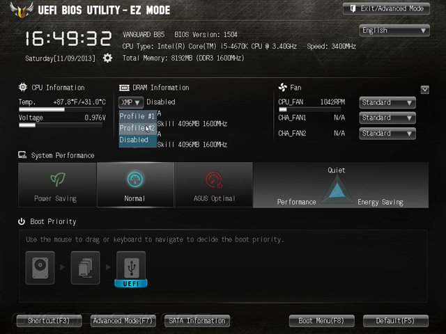 UEFI Setup ASUS Vanguard B85