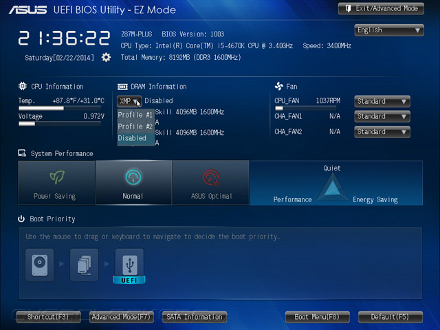 UEFI Setup ASUS Z87M-Plus