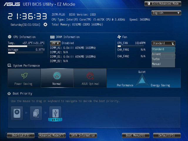 UEFI Setup ASUS Z87M-Plus