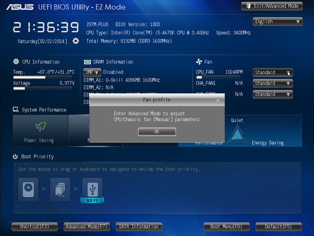 UEFI Setup ASUS Z87M-Plus