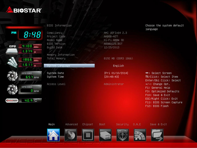 UEFI Setup Biostar Hi-Fi A88W 3D