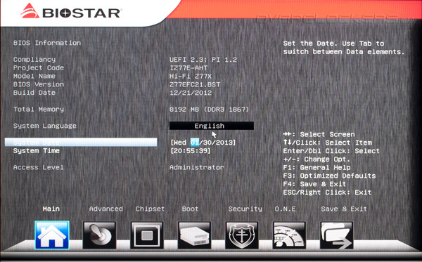 UEFI Setup Biostar Hi-Fi Z77X