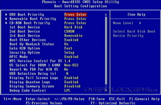 BIOS Setup Foxconn Blood Rage GTI