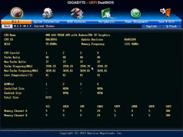 UEFI Setup Gigabyte G1.Sniper A88X