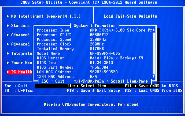 BIOS Setup Gigabyte GA-990FXA-UD5