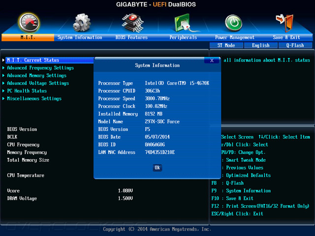 UEFI Setup Gigabyte GA-Z97X-SOC Force