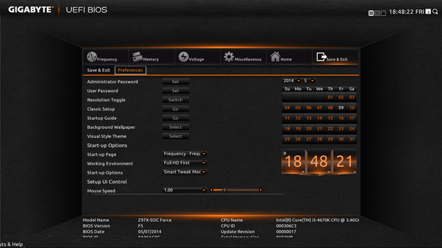 UEFI Setup Gigabyte GA-Z97X-SOC Force