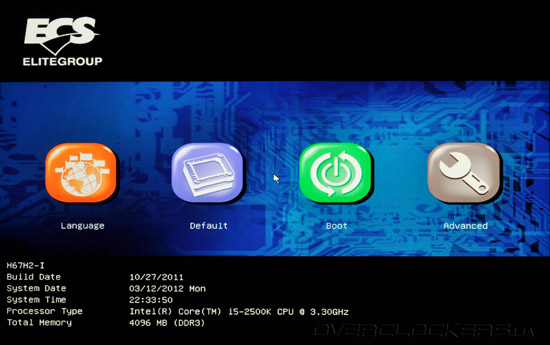 UEFI Setup ECS H67H2-I