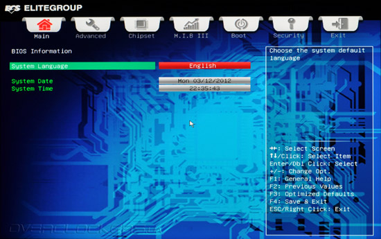 UEFI Setup ECS H67H2-I