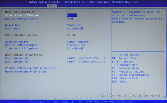 UEFI Setup Zotac H67-ITX WiFi