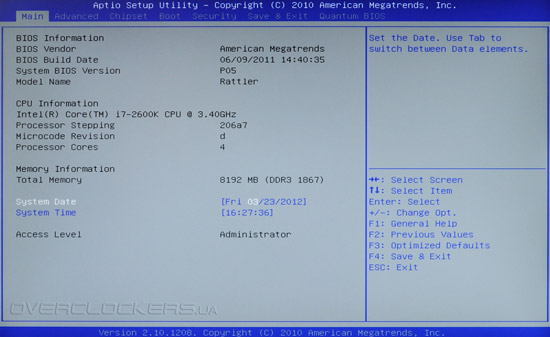 UEFI Setup Foxconn Rattler