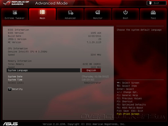 UEFI Setup ASUS Rampage Formula IV/Battlefield 3