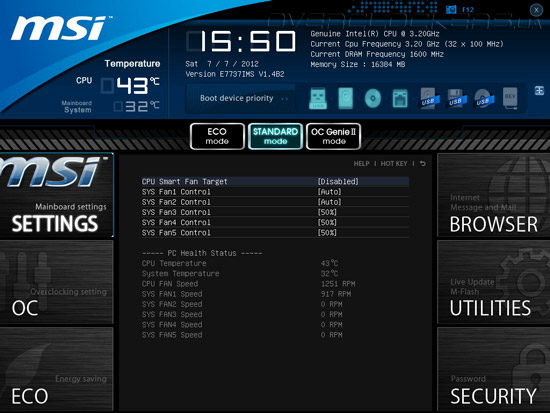 UEFI Setup MSI Big Bang-XPower II