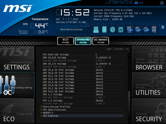 UEFI Setup MSI Big Bang-XPower II