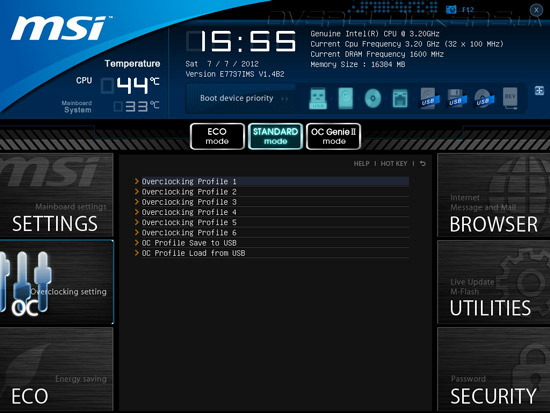 UEFI Setup MSI Big Bang-XPower II