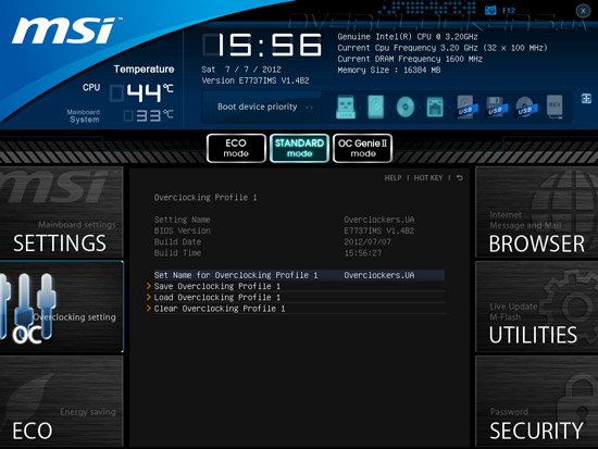 UEFI Setup MSI Big Bang-XPower II