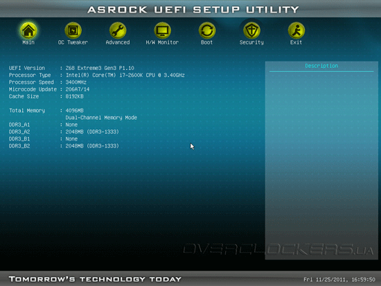 UEFI Setup ASRock Z68 Extreme3 Gen3