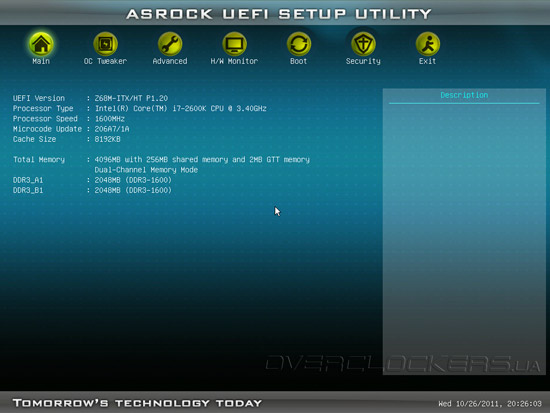 UEFI Setup ASRock Z68M-ITX/HT