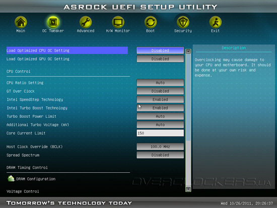 UEFI Setup ASRock Z68M-ITX/HT