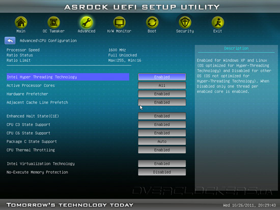 UEFI Setup ASRock Z68M-ITX/HT