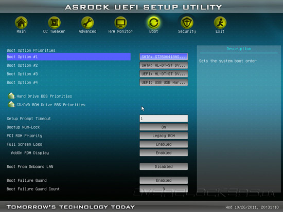 UEFI Setup ASRock Z68M-ITX/HT